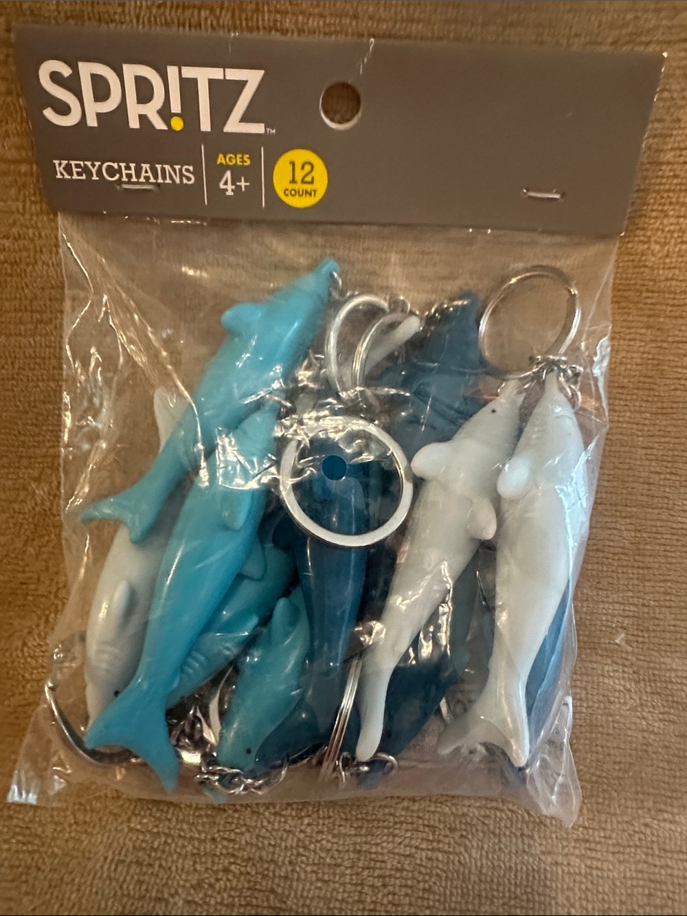 Spritz Dolphin Keychain Pack - Light Blue, Teal & White (12-Count)